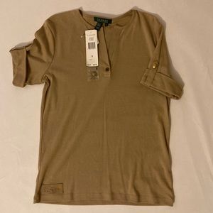 Ralph Lauren NWT! Tan short sleeve cotton tee - S